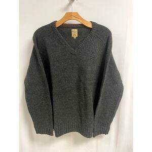 BILLS KHAKIS Shetland 100% Wool V-Neck Sweater USA Raglan Sleeve Gray Men's XXL